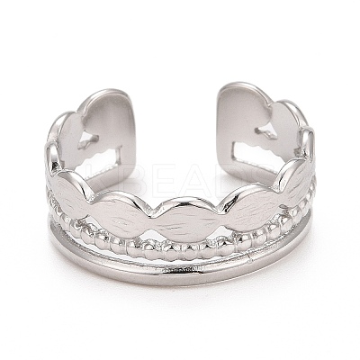 Non-Tarnish 304 Stainless Steel Oval Wrap Open Cuff Ring for Women LS-RJEW-C025-11P-1