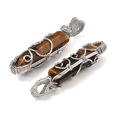 Natural Tiger Eye Pendants G-K338-28P-04-1