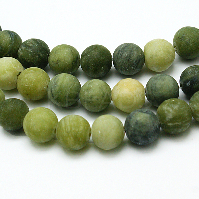 Round Frosted Natural TaiWan Jade Bead Strands G-M248-4mm-02-1