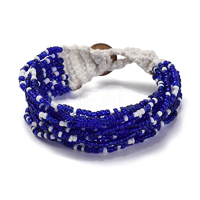 Bohemia Style Glass Beaded Multi-strand Bracelets for Women BJEW-G720-01D-1