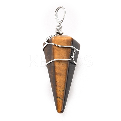 Natural Tiger Eye Gemstone Pendants G-D458-06P-05-RS-1