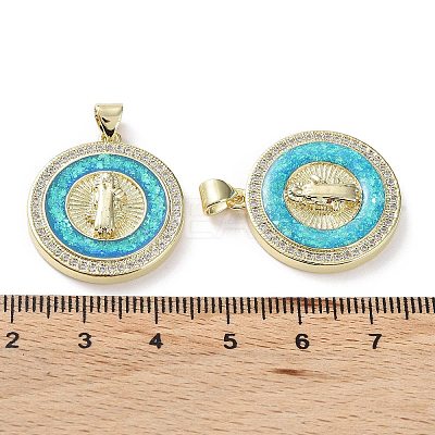 Rack Plating Brass Micro Pave Clear Cubic Zirconia Pendants KK-C041-06K-G-1