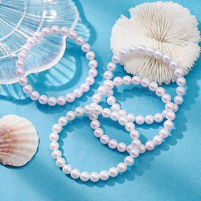 POM Plastic Imitation Pearl Round Beaded Stretch Bracelets BJEW-JB09517-1