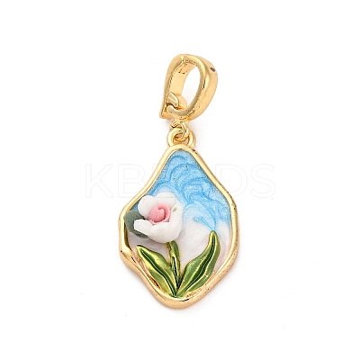 Brass Enamel Pendants KK-S502-03G-1