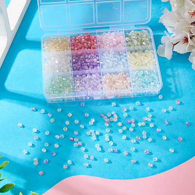 144G 12 Colors Transparent Spray Painted Glass Beads EGLA-TA0013-13-1