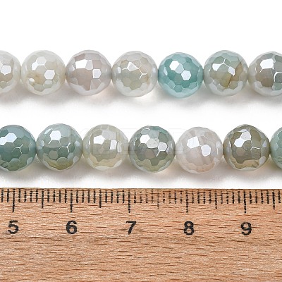 Electroplated Natural Agate Beads Strands G-B191-A07-8mm-14-1