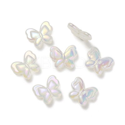 UV Plating Rainbow Iridescent Imitation Jelly Acrylic Beads OACR-K003-012F-1
