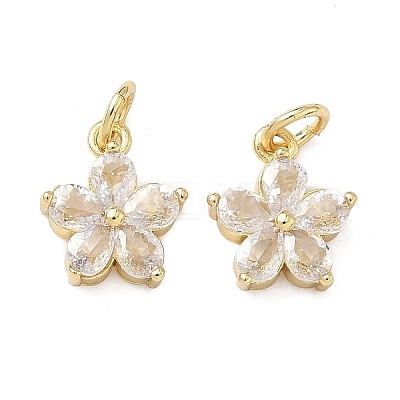 Brass Micro Pave Clear Cubic Zirconia Charms KK-F930-02G-1
