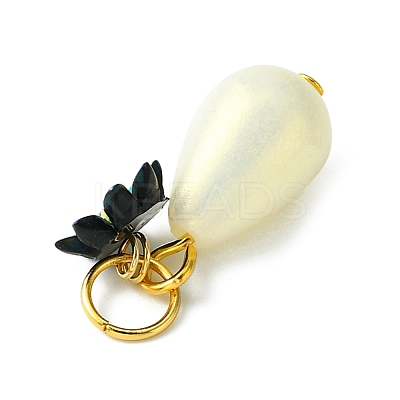 Acrylic Flower & ABS Plastic Imitation Pearl Pendant PALLOY-JF02250-1