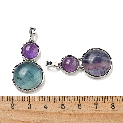 Natural Fluorite & Natural Amethyst Pendants G-G147-06P-01-1