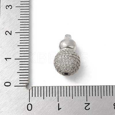 Brass Silver Micro Pave Clear Cubic Zirconia Screw Clasps KK-U052-40P-1