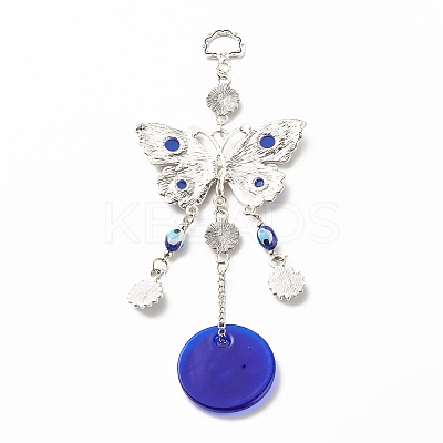 Alloy & Glass Turkish Blue Evil Eye Pendant Decoration LS-HJEW-I008-02AS-1