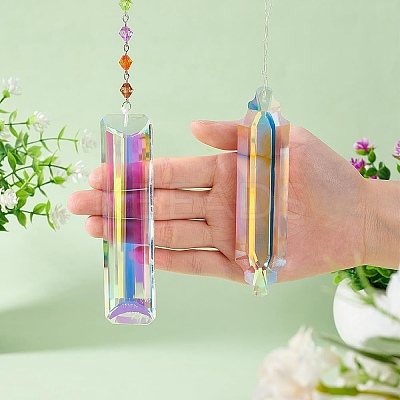 4pcs 2 styles Faceted Transparent Glass Big Pendants GLAA-PH0003-24-1