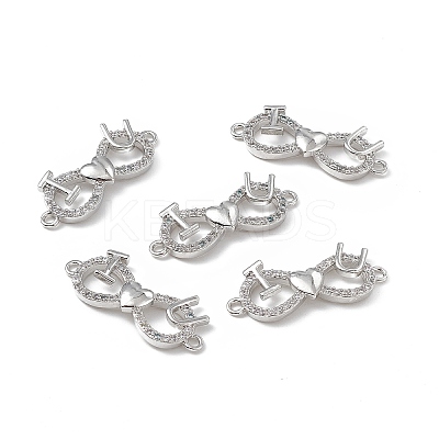 Brass Micro Pave Clear Cubic Zirconia Connector Charms KK-E068-VB377-1