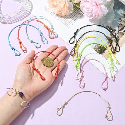 60Pcs 12 Colors Adjustable Waxed Polyester Cord Bracelet Making AJEW-CJ00011-1