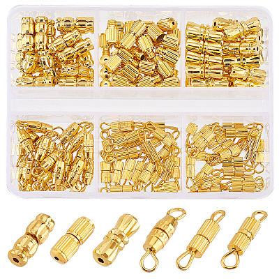 120Pcs 6 Styles Brass Screw Clasps KK-PH0010-75-1