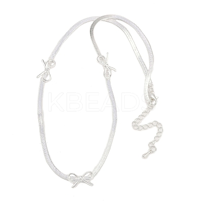 Bowknot Brass Pendant Necklaces NJEW-F325-02P-1