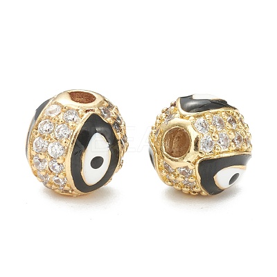 Brass Micro Pave Cubic Zirconia Beads ZIRC-A019-16G-A05-1