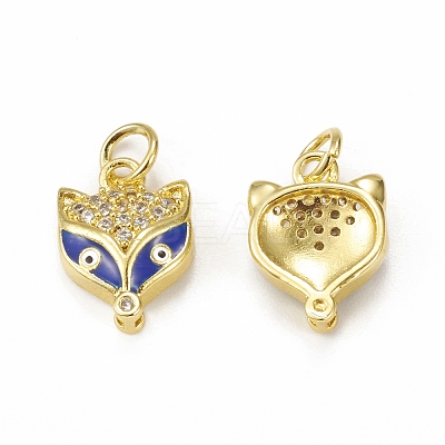 Brass Micro Pave Cubic Zirconia Charms KK-E068-VB029-2-1