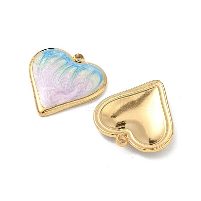 304 Stainless Steel Enamel Pendants STAS-U057-07G-B-1
