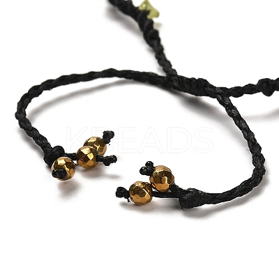 Natural Yellow Quartz & Peridot & Synthetic Hematite Nuggets Braided Bead Bracelet BJEW-B073-01C-1