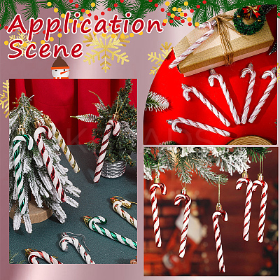 4 Sets 4 Colors Plastic Candy Cane Pendant Decorations FIND-SC0013-42B-1