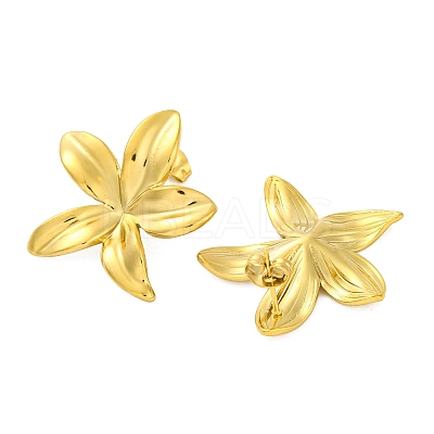 Ion Plating(IP) 304 Stainless Steel Flower Stud Earrings EJEW-D281-11G-1