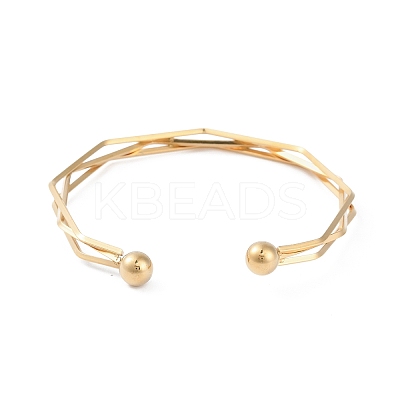 Ion Plating(IP) 304 Stainless Steel 3 Line Open Cuff Bangles for Women BJEW-S155-01G-1