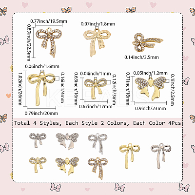 32Pcs 8 Styles Alloy Rhinestone Pendants FIND-SC0016-48-1