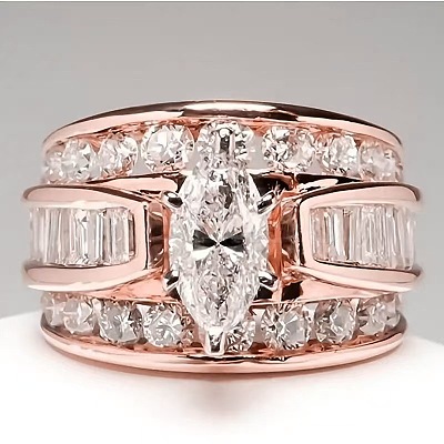 Horse Eye Alloy with Crystal Rhinestone Finger Rings FS-WG251C3-14-1