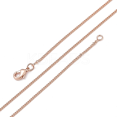 1mm Rack Plating Brass Curb Chain Necklaces for Women Men MAK-L044-26RG-1