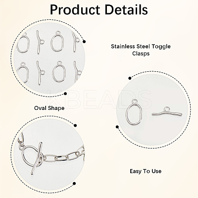 10Pcs 2 Colors Ion Plating(IP) 304 Stainless Steel Toggle Clasps STAS-SC0010-68A-1
