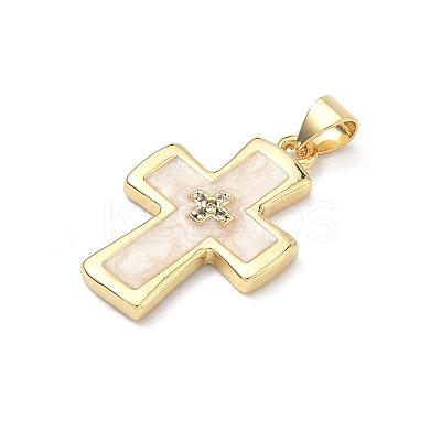 Brass Micro Pave Cubic Zirconia Pendants KK-P345-57G-1