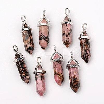 Natural Rhodonite Double Terminated Pointed Pendants X-G-F295-05D-1