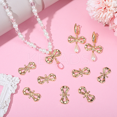 14Pcs Brass Bowknot Connector Charms KK-BBC0021-74-1