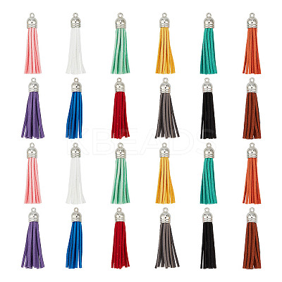 72Pcs 12 Colors Flocking Faux Suede Tassel Pendants Decorations FIND-GO0001-83-1