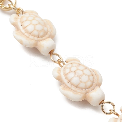 Dyed Synthetic Turquoise with 304 Stainless Steel Link Chain Bracelet Making AJEW-JB01595-1
