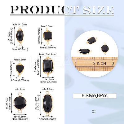 6Pcs 6 Style Natural Agate Links Connectors G-MP0001-03-1