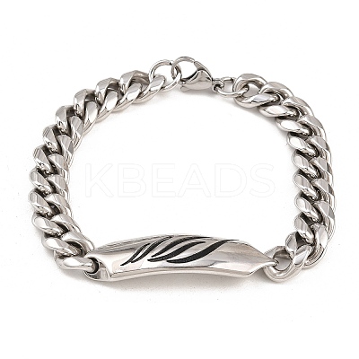 304 Stainless Steel Cuban Link Chain Bracelets for Men Women BJEW-G766-05P-03-1
