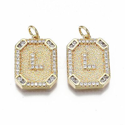 Brass Micro Pave Clear Cubic Zirconia Pendants KK-S356-234L-G-NF-1