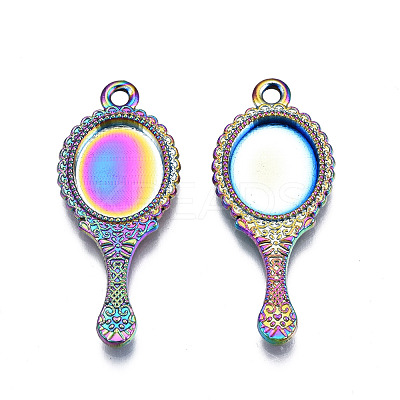 Rainbow Color Alloy Pendant Cabochon Settings PALLOY-N163-140-NR-1