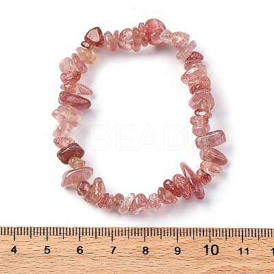 Unisex Chip Natural Strawberry Quartz Beaded Stretch Bracelets BJEW-S143-40-1