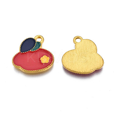 Rack Plating Alloy Enamel Pendants ENAM-S122-57G-1