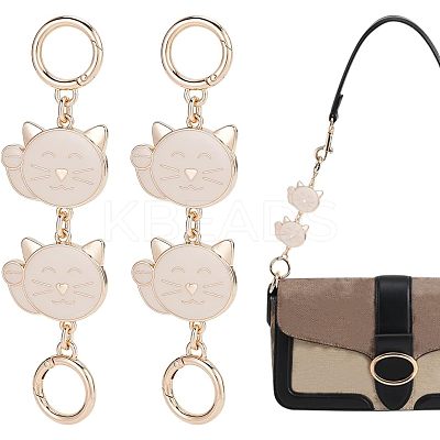 Alloy Enamel Cat Link Chains for Purse Chains PURS-WH0001-40-1