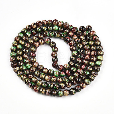 Baking Paint Glass Beads Strands DGLA-N003-6mm-B07-1