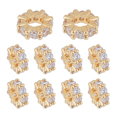 10Pocs Brass Micro Pave Clear Cubic Zirconia Spacer Beads KK-HS0001-52LG-1