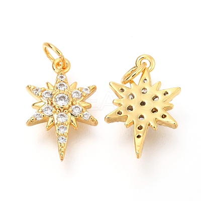 Brass Micro Pave Clear Cubic Zirconia Charms ZIRC-O036-06G-1