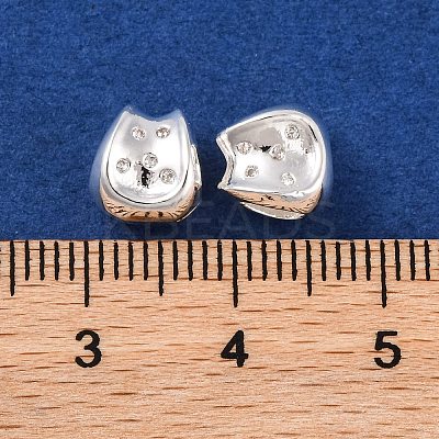 Brass Micro Pave Clear Cubic Zirconia Beads KK-S389-19S-1