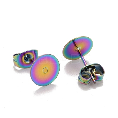 Ion Plating(IP) Rainbow Color 304 Stainless Steel Stud Earring Findings STAS-K238-02C-1