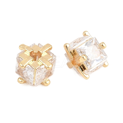 Brass Clear Cubic Zirconia Beads KK-B186-21B-G-1